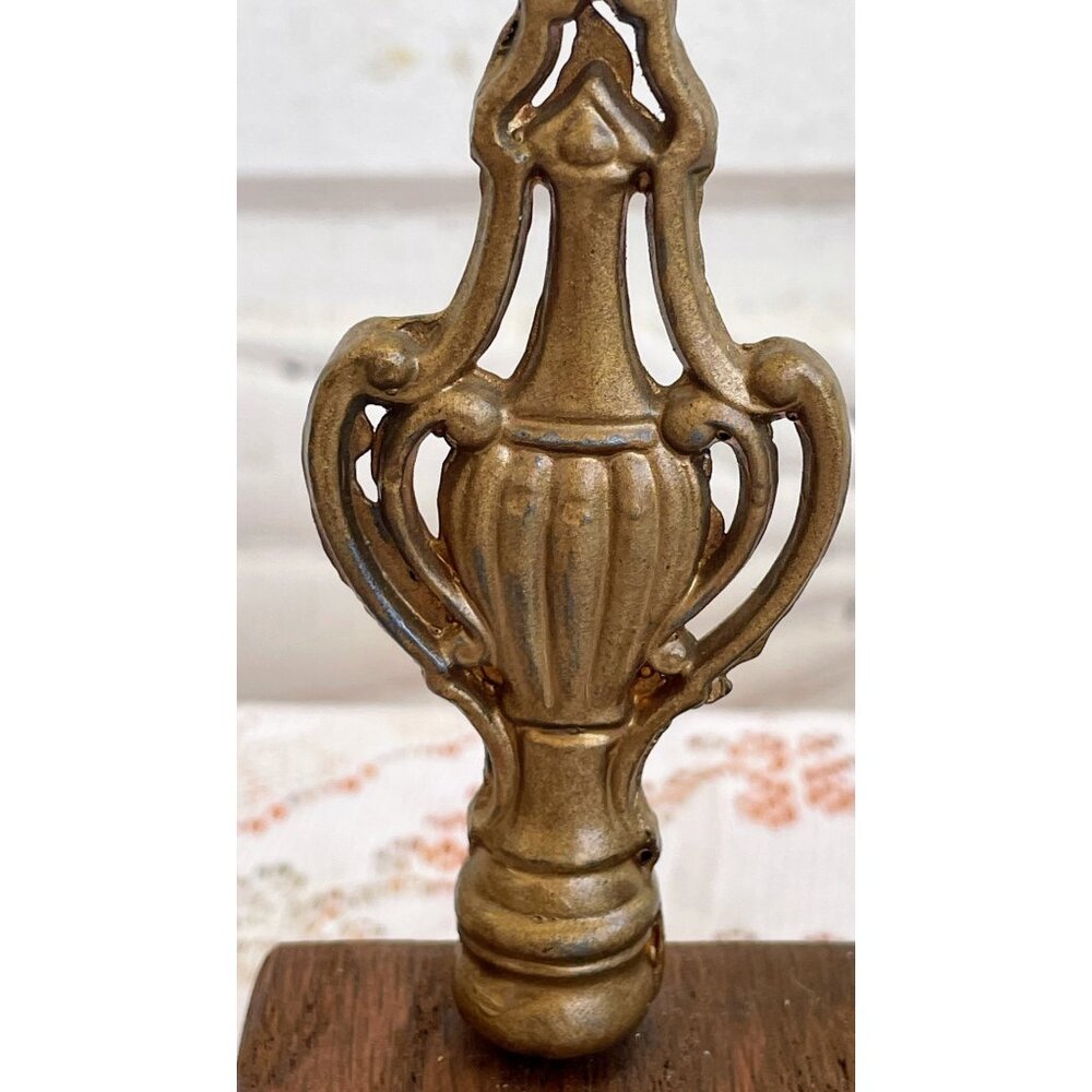 Vintage 1930s Cast metal Gold Lamp Finial Urn Shape 3 3/8"